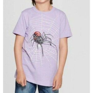 Cat & Jack Girls Purple Black Widow Spider Graphic Tee - Size XS (4/5), NWT